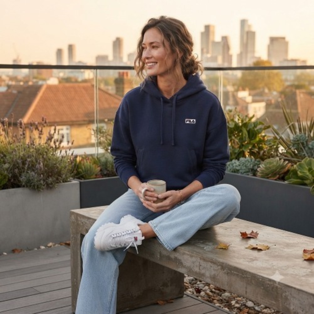 Fila Marina Soft Fleece Hoodie Navy S – Drawstring Hood & Kangaroo Pocket